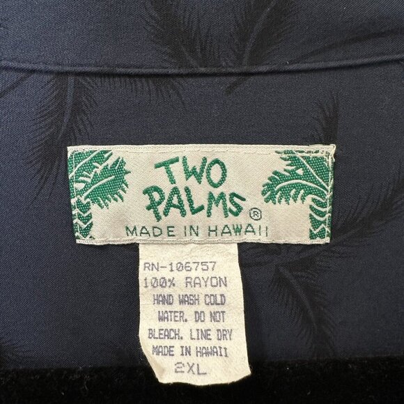 Two Palms Vintage Hawaiian Button Down Shirt Mens 2XL 100% Rayon Lightweight - Picture 5 of 6